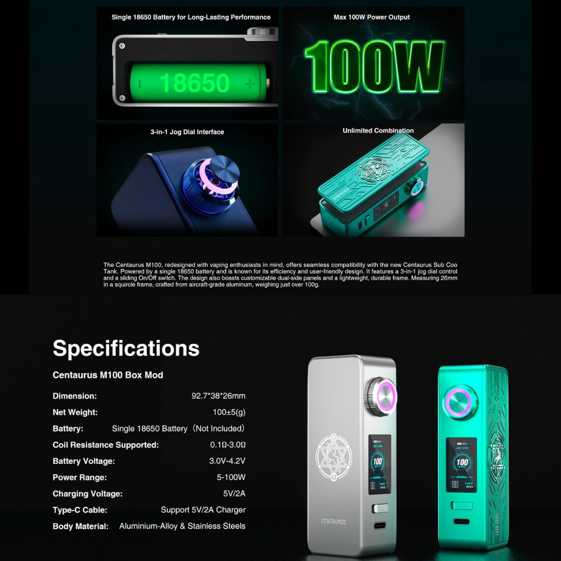 Lost Vape: Centaurs M100 (Box Mod Only)